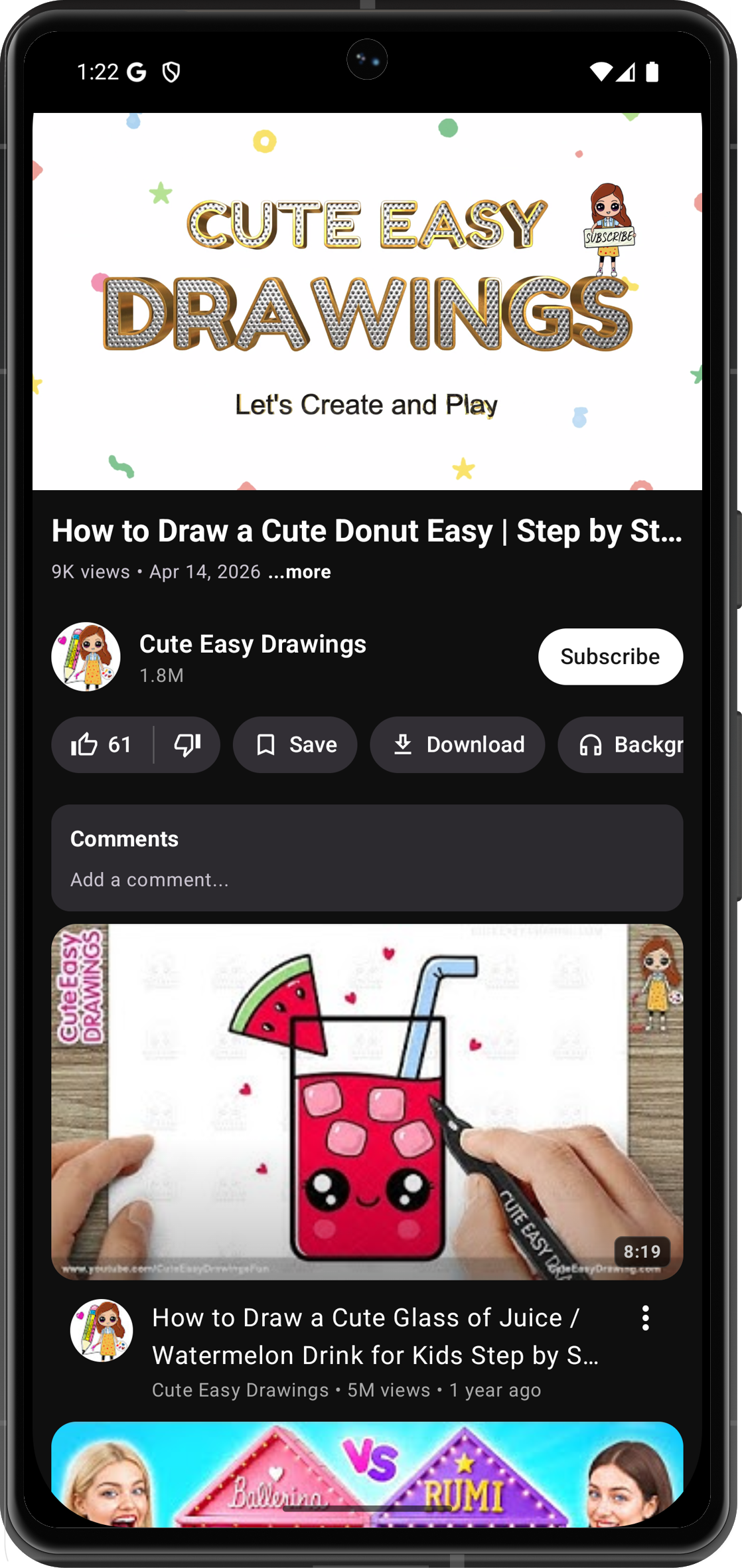 EchoTube screenshot showing the subscriptions tab