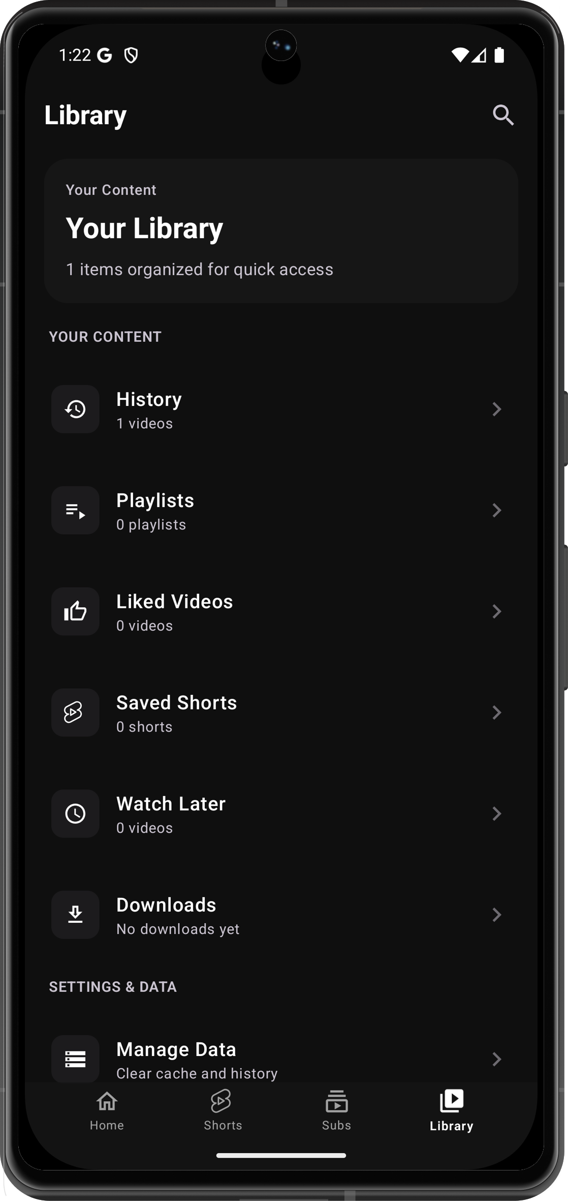 EchoTube screenshot showing the library tab